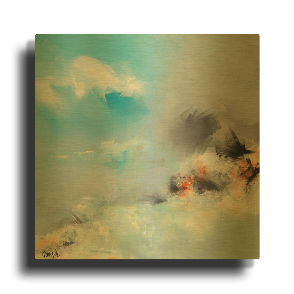 'Living Blue' By Marianne Quinzin Gold Metal Wall Art