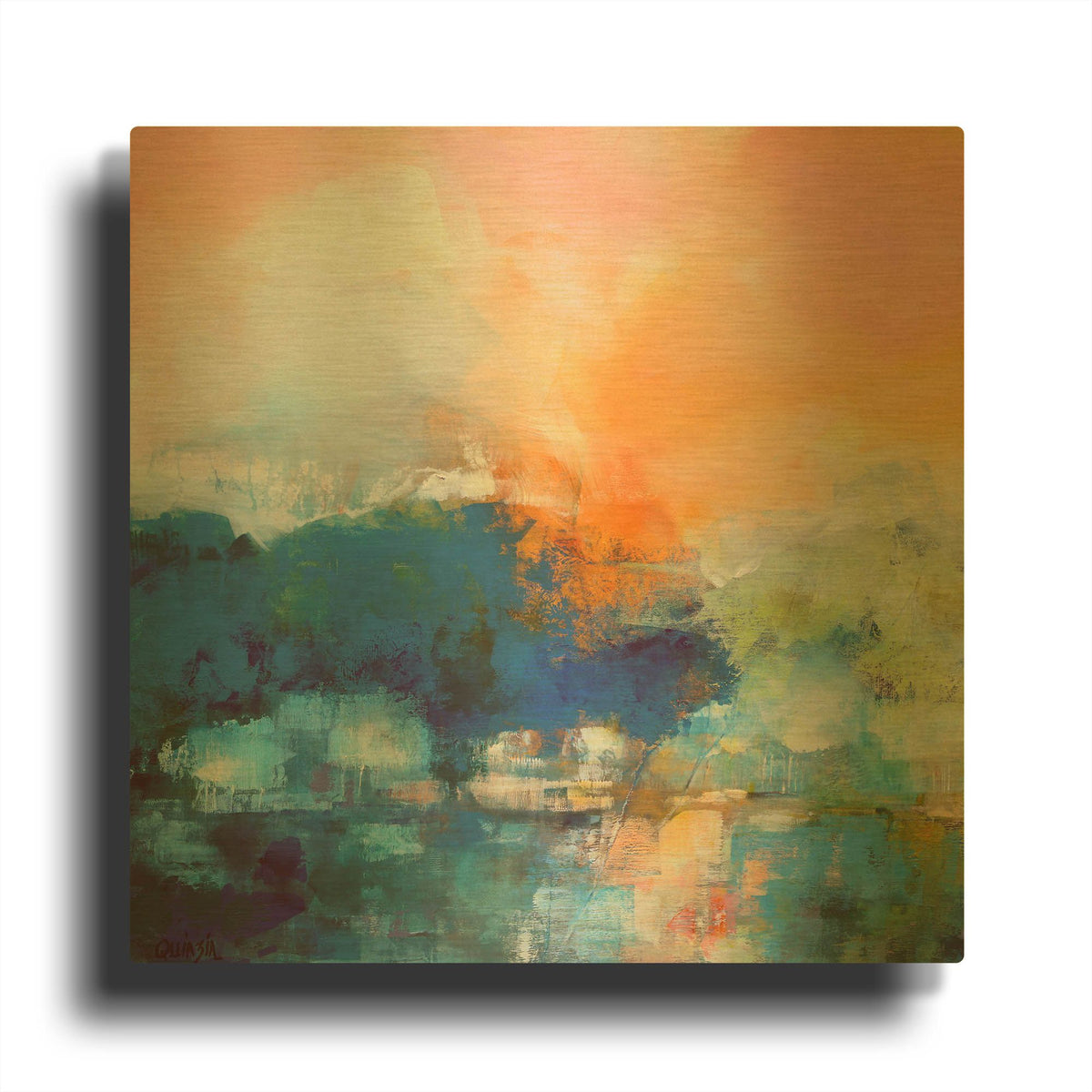 'Quiet River' By Marianne Quinzin Gold Metal Wall Art