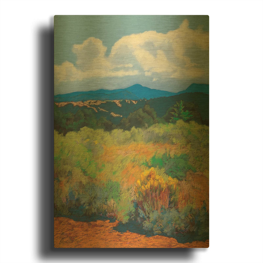 'Distant Hills' By Mary Silverwood Gold Metal Wall Art