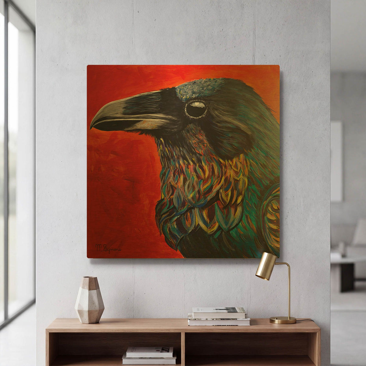'Glistening Raven' By Melissa Symons Gold Metal Wall Art