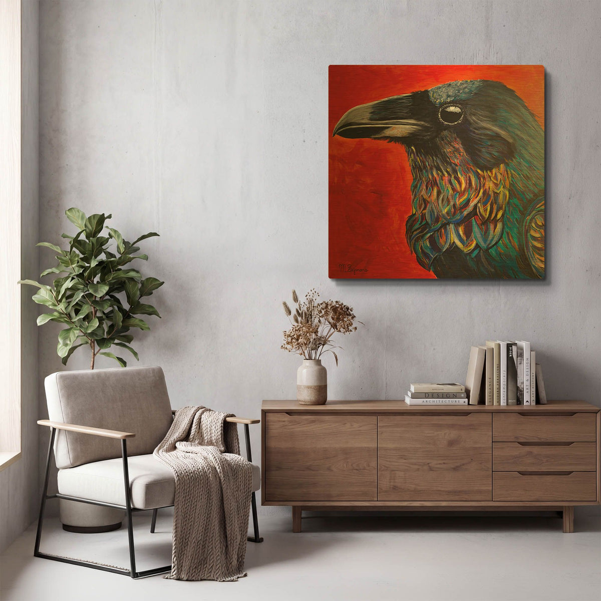 'Glistening Raven' By Melissa Symons Gold Metal Wall Art