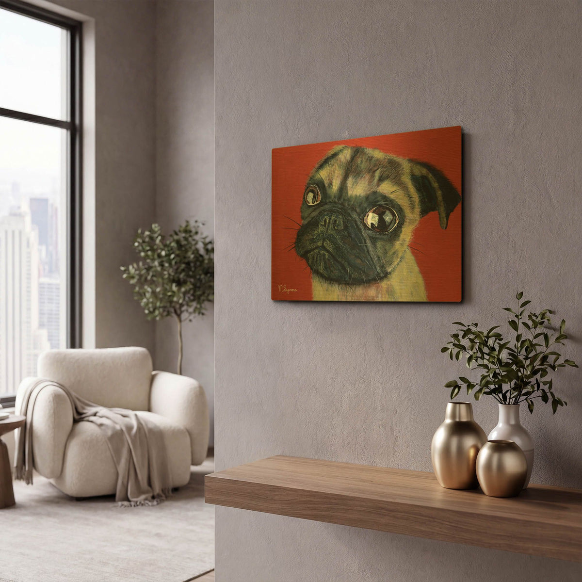 'Pugly' By Melissa Symons Gold Metal Wall Art