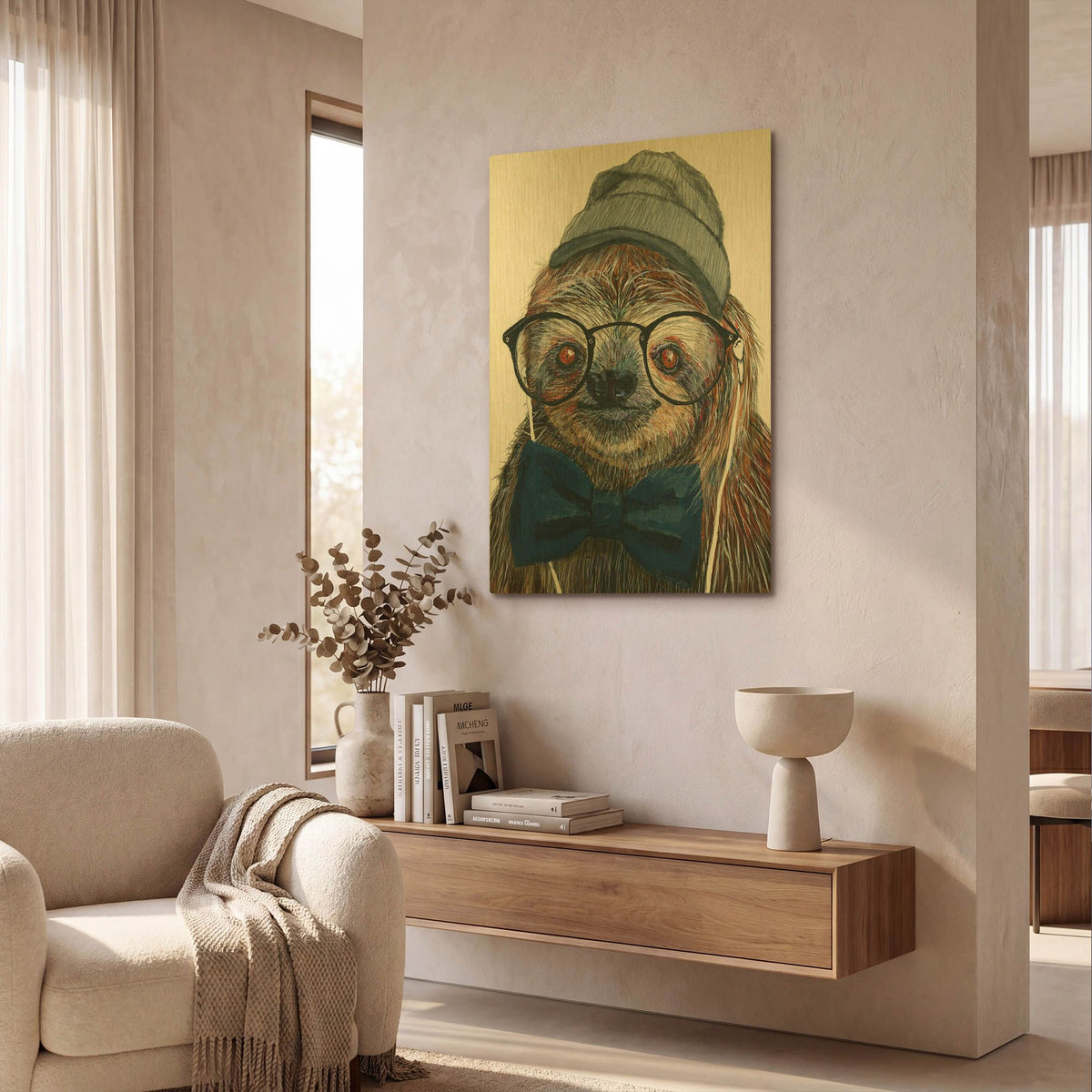 'Hipster Sloth' By Melissa Symons Gold Metal Wall Art
