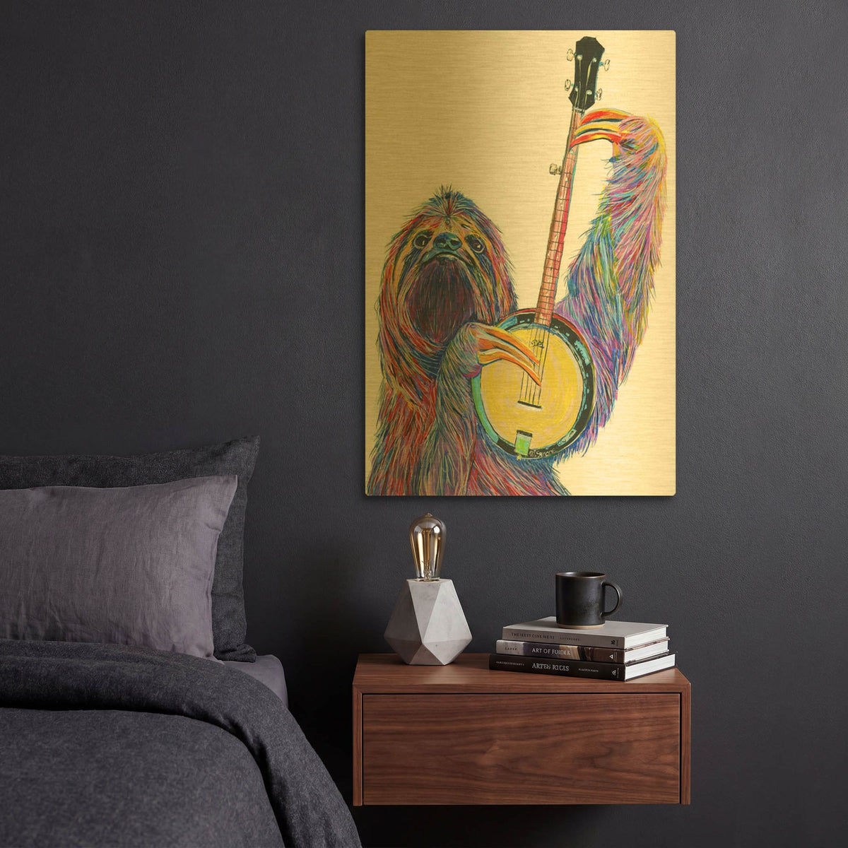 'Slow Banjo' By Melissa Symons Gold Metal Wall Art