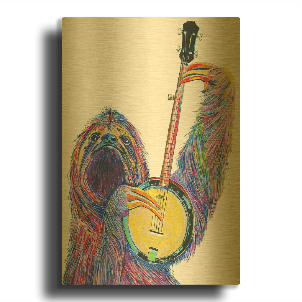 'Slow Banjo' By Melissa Symons Gold Metal Wall Art