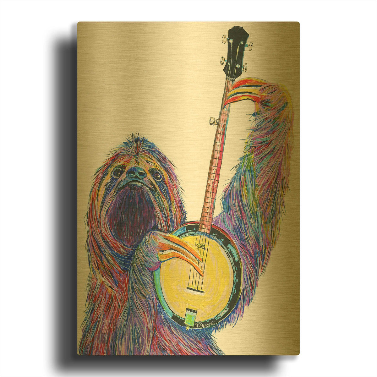 'Slow Banjo' By Melissa Symons Gold Metal Wall Art