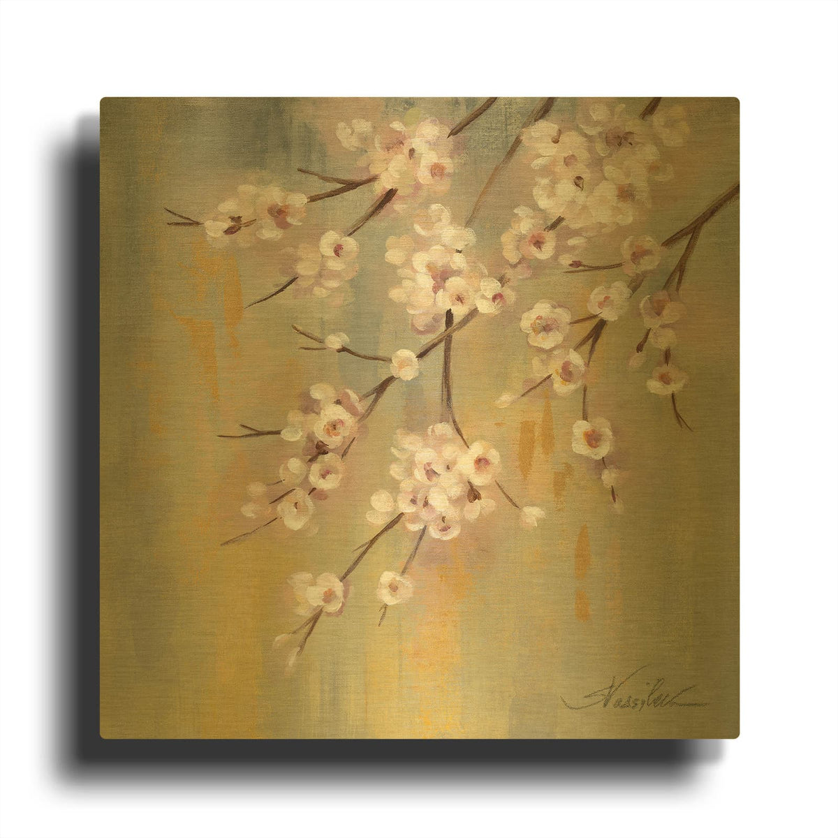 'Cherry Cloud' By Silvia Vassileva Gold Metal Wall Art