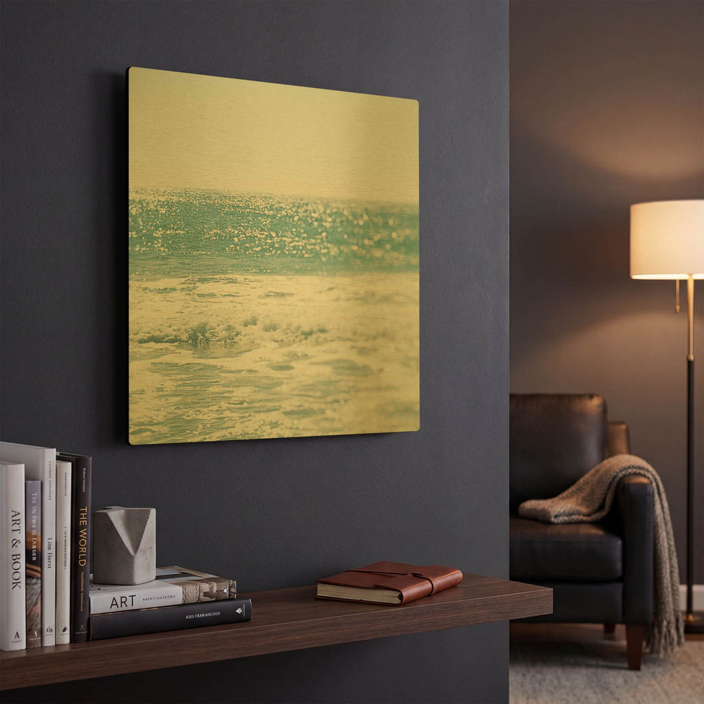 'Blue' By Myan Soffia Gold Metal Wall Art