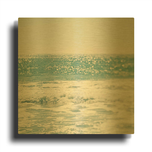'Blue' By Myan Soffia Gold Metal Wall Art