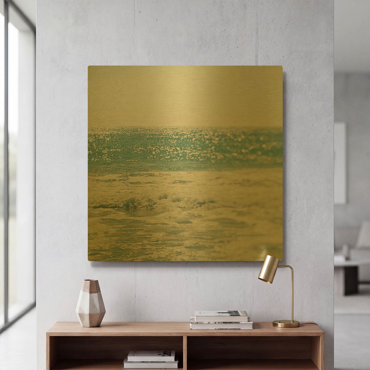 'Blue' By Myan Soffia Gold Metal Wall Art