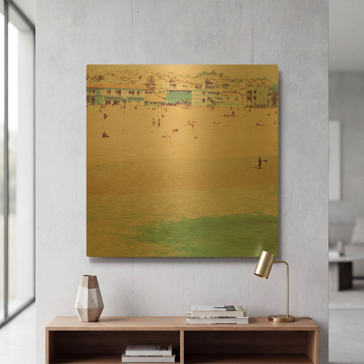 'Motel' By Myan Soffia Gold Metal Wall Art
