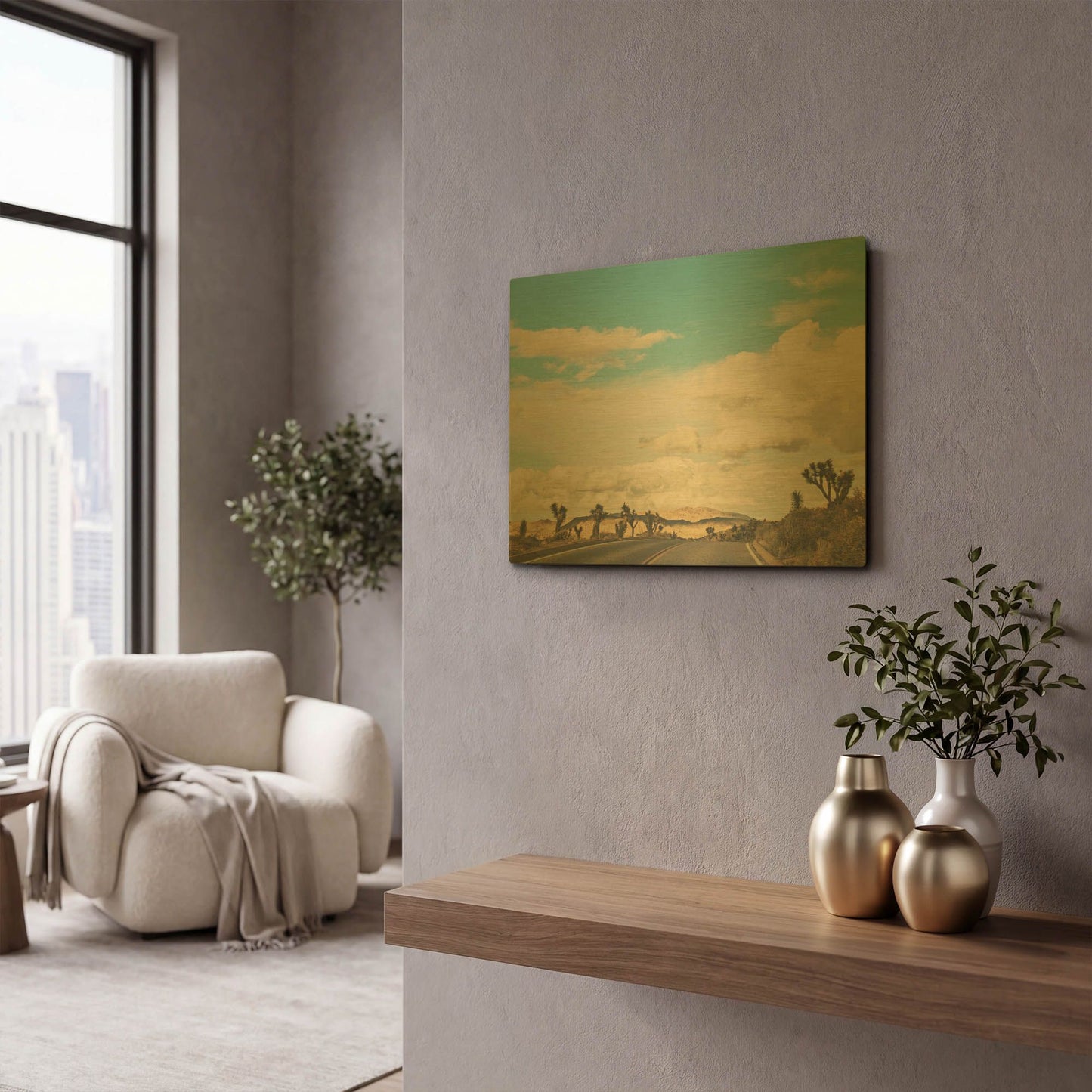 'Weekend Drive' By Myan Soffia Gold Metal Wall Art