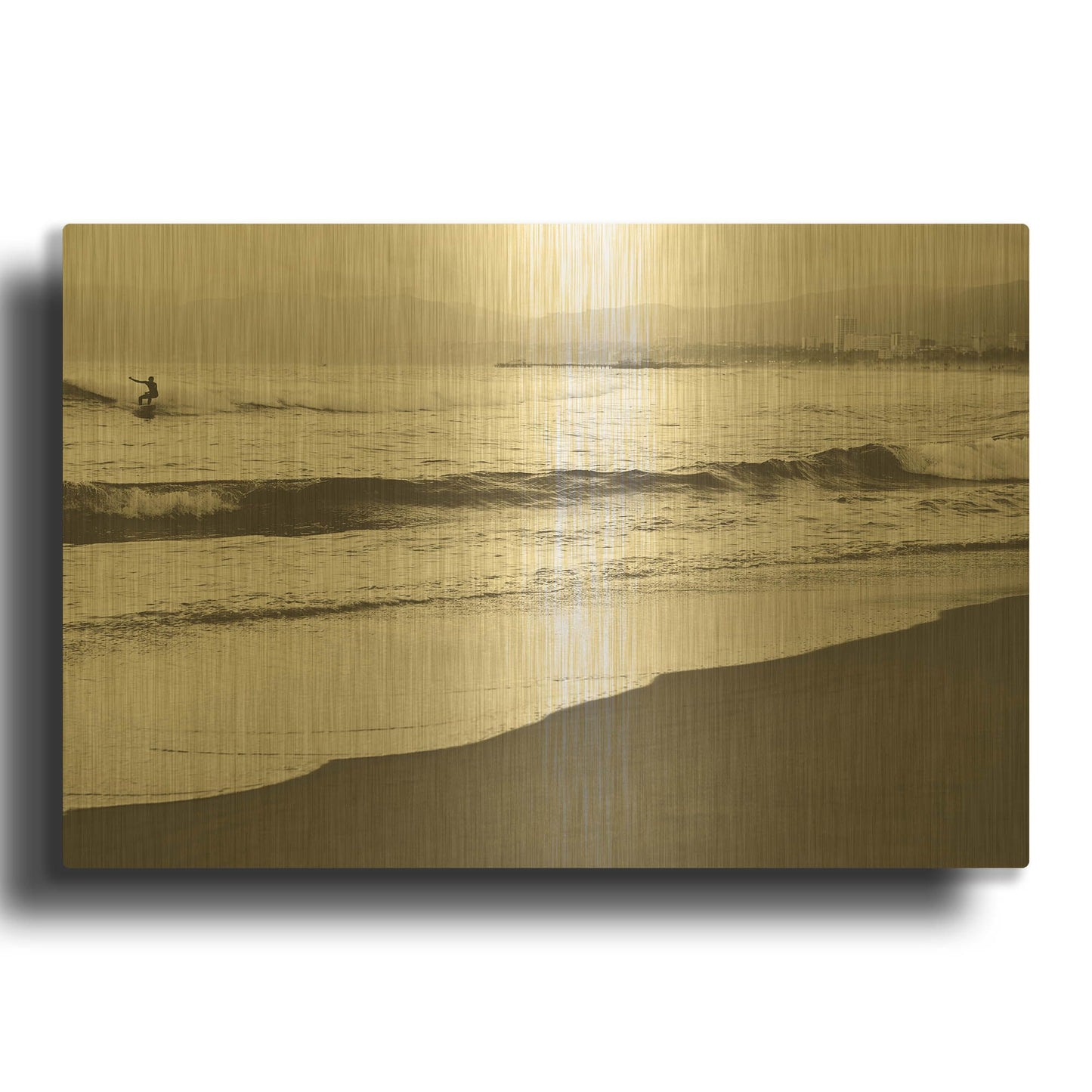 'BW Surfer 1' By Myan Soffia Gold Metal Wall Art