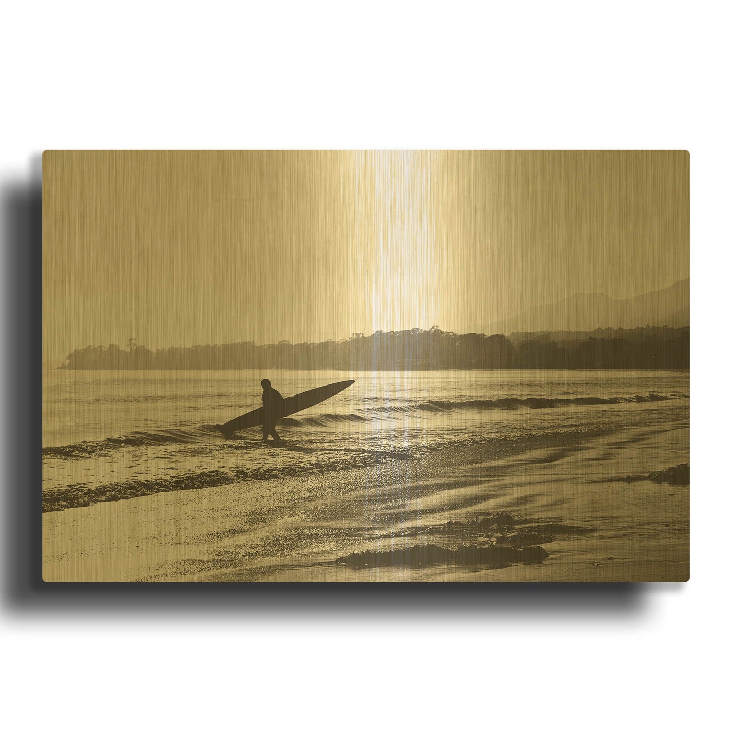 'BW Surfer 3' By Myan Soffia Gold Metal Wall Art