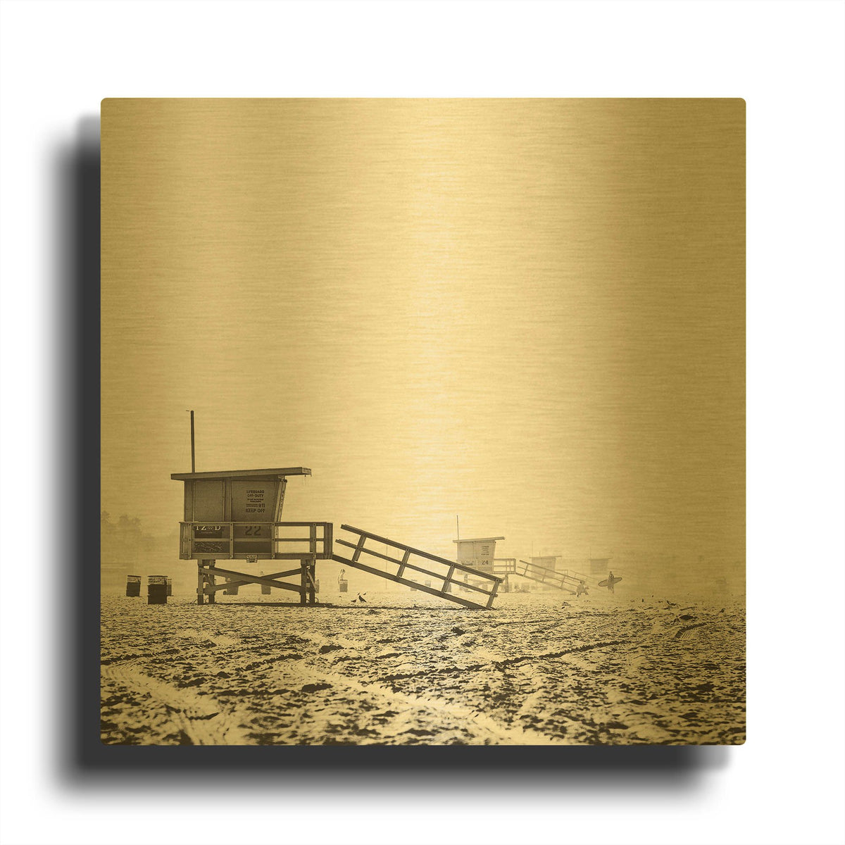 'BW Lifeguard' By Myan Soffia Gold Metal Wall Art