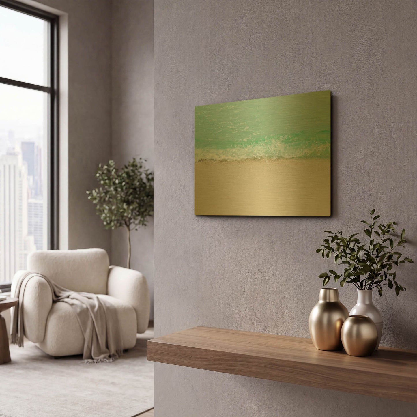'Little Waves' By Myan Soffia Gold Metal Wall Art