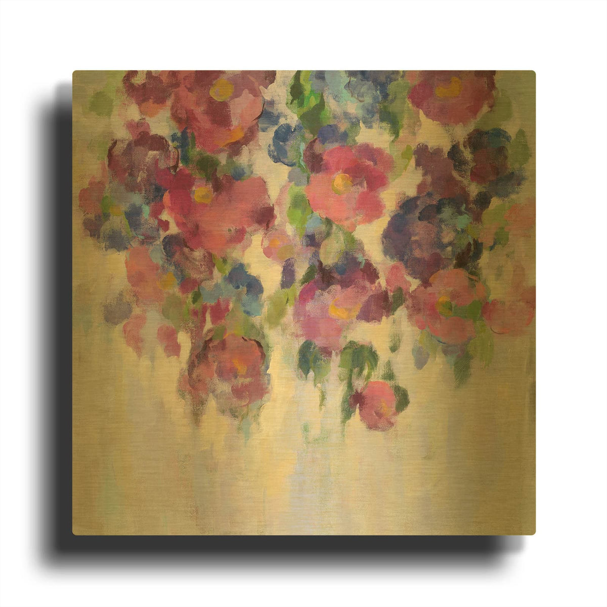 'Pink and Blue I' By Silvia Vassileva Gold Metal Wall Art