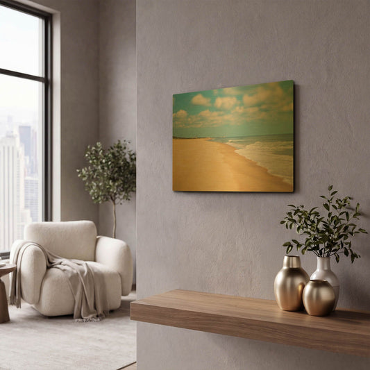 'Virginia Beach' By Myan Soffia Gold Metal Wall Art