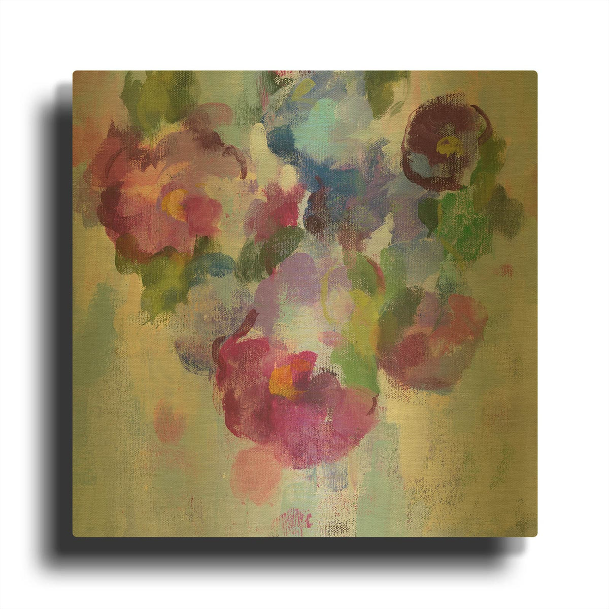 'Pink and Blue III' By Silvia Vassileva Gold Metal Wall Art