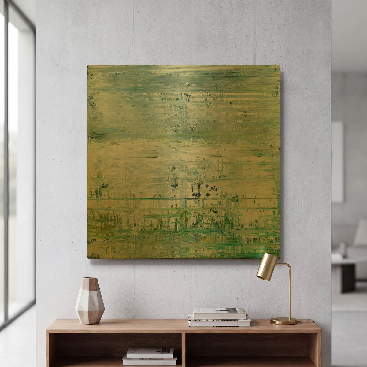 'Green Field' By Radek Smach Gold Metal Wall Art