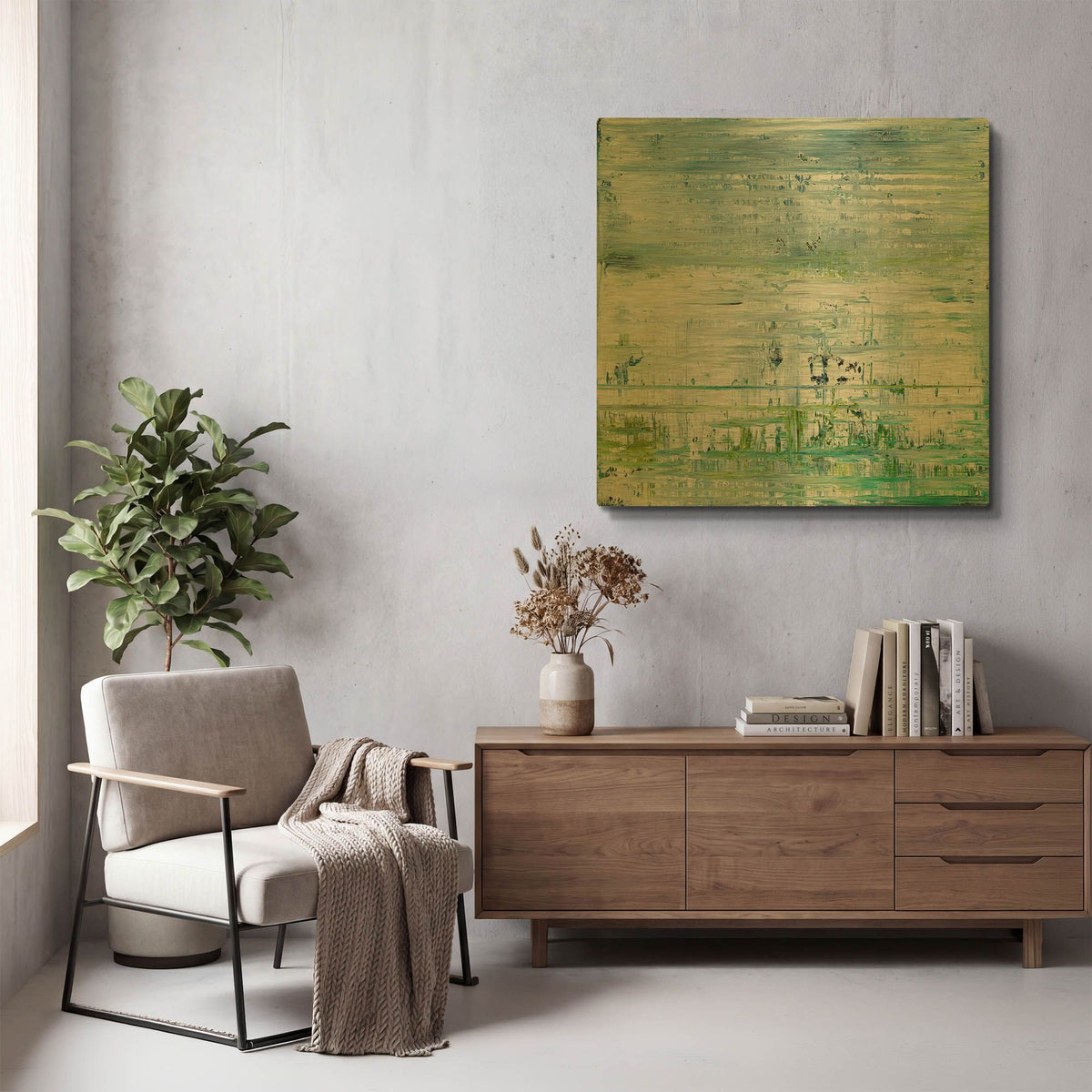 'Green Field' By Radek Smach Gold Metal Wall Art