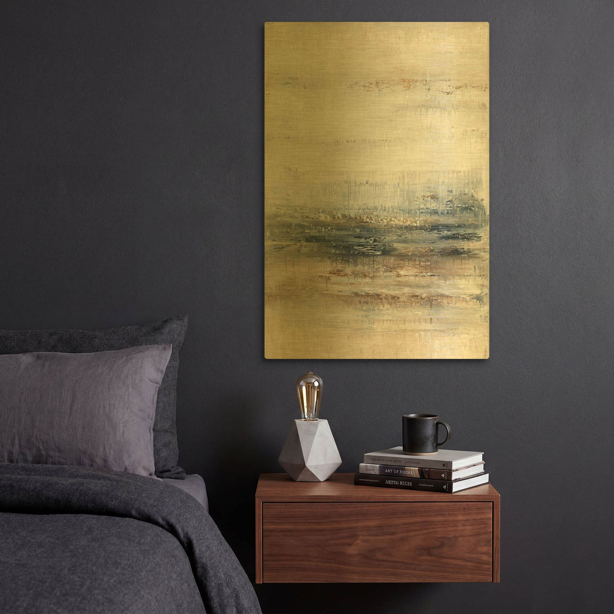 'Winter Field 1' By Radek Smach Gold Metal Wall Art