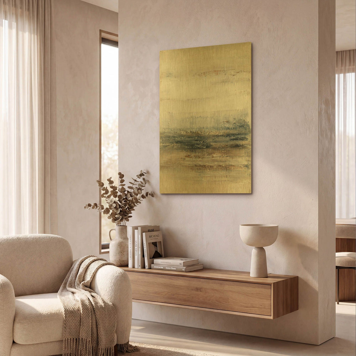 'Winter Field 1' By Radek Smach Gold Metal Wall Art