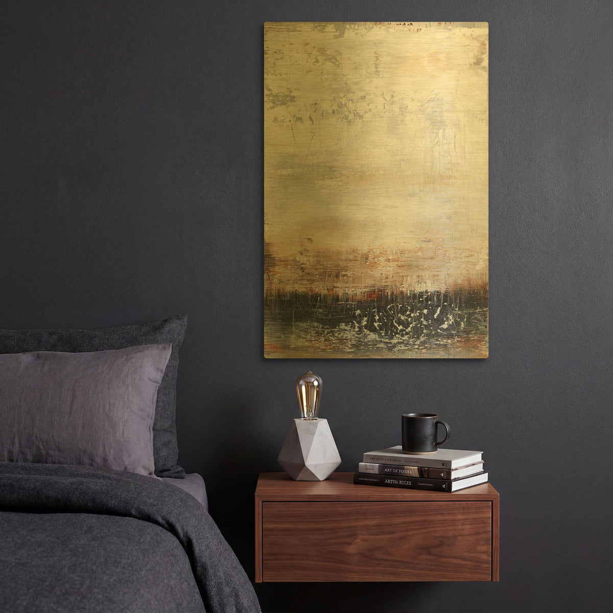 'Winter Field 2' By Radek Smach Gold Metal Wall Art