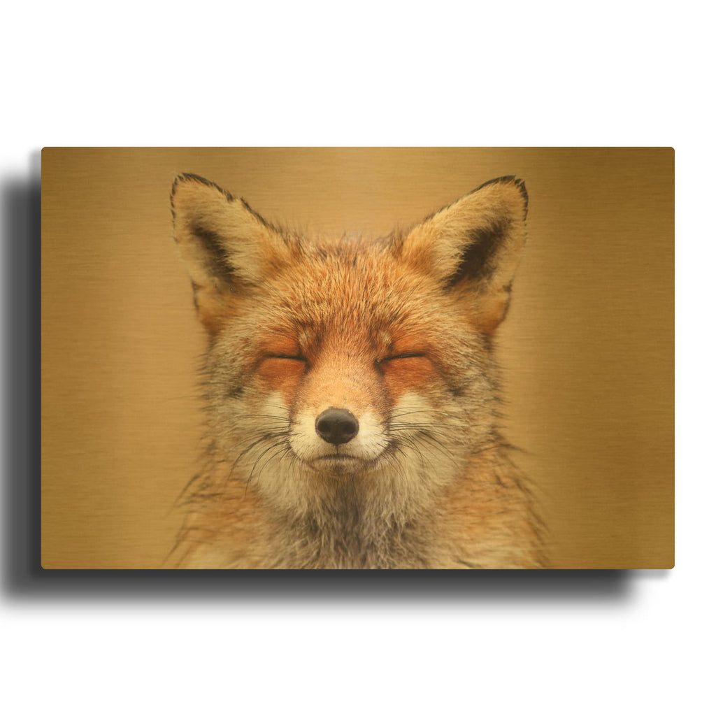 'Zen Fox Red Portrait' By Roeselien Raimond Gold Metal Wall Art