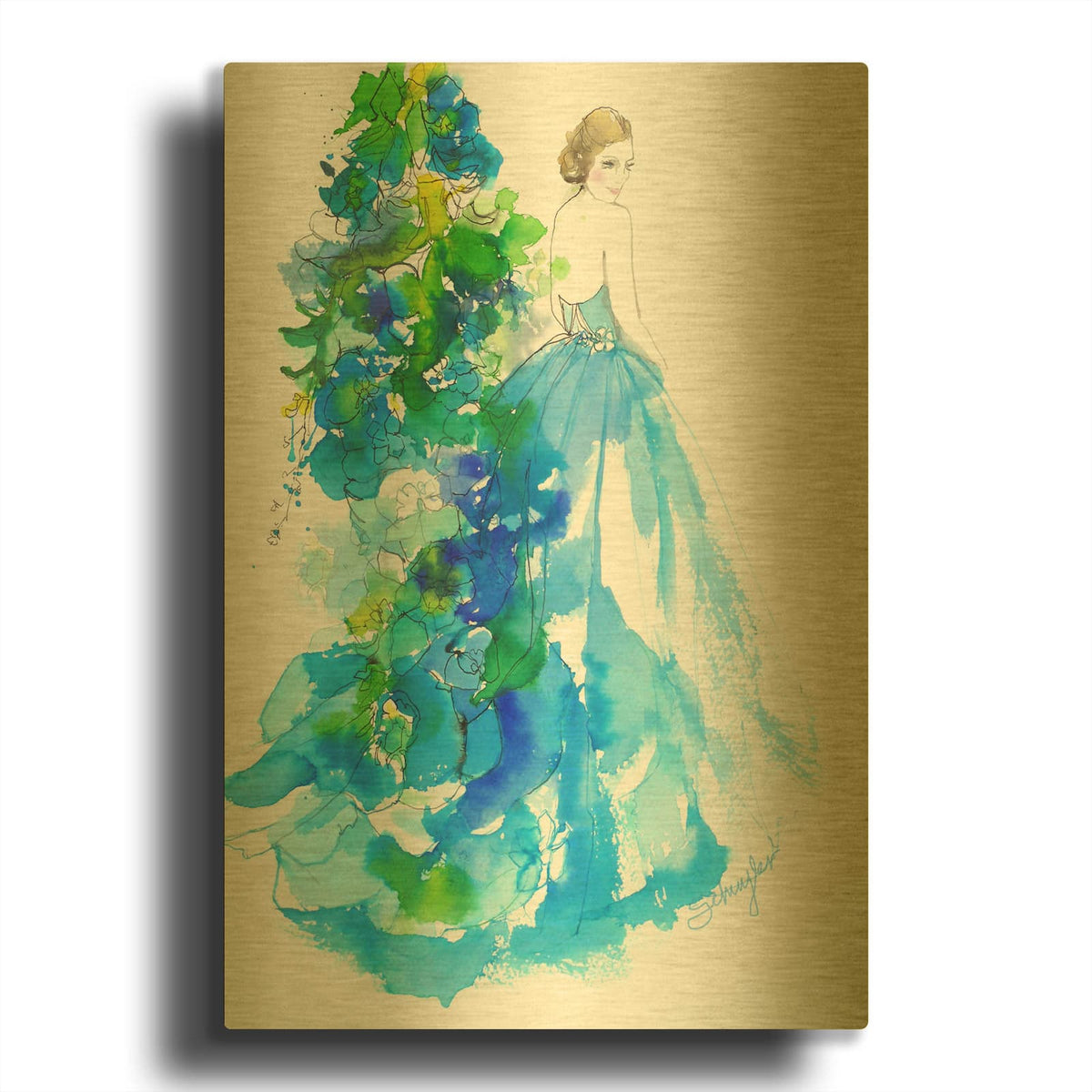 'Delphinium' By Schuyler Rideout Gold Metal Wall Art
