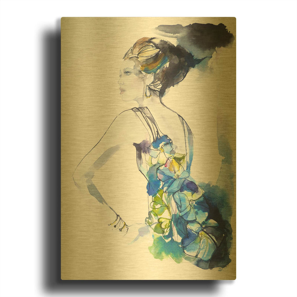 'Flower Dress' By Schuyler Rideout Gold Metal Wall Art