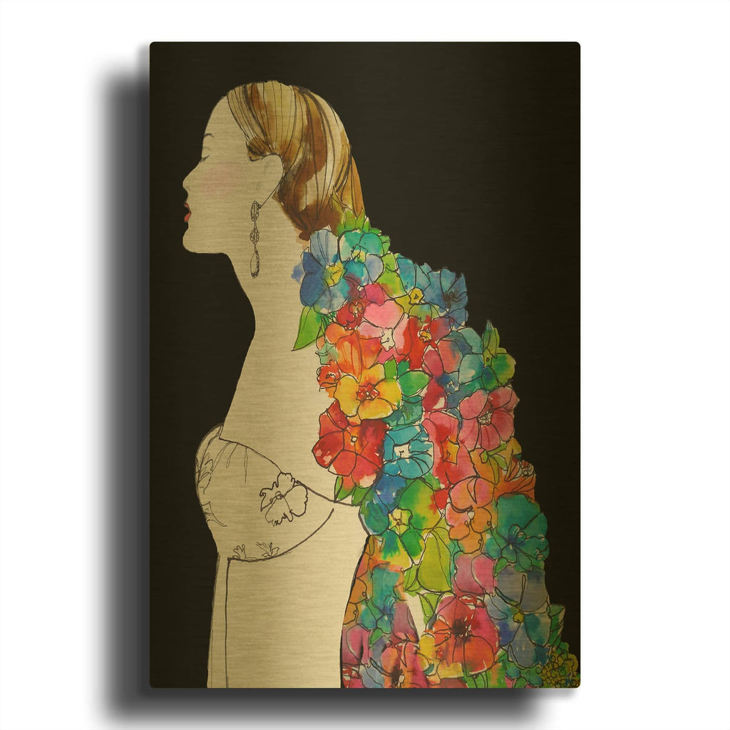 'Flower Hair' By Schuyler Rideout Gold Metal Wall Art