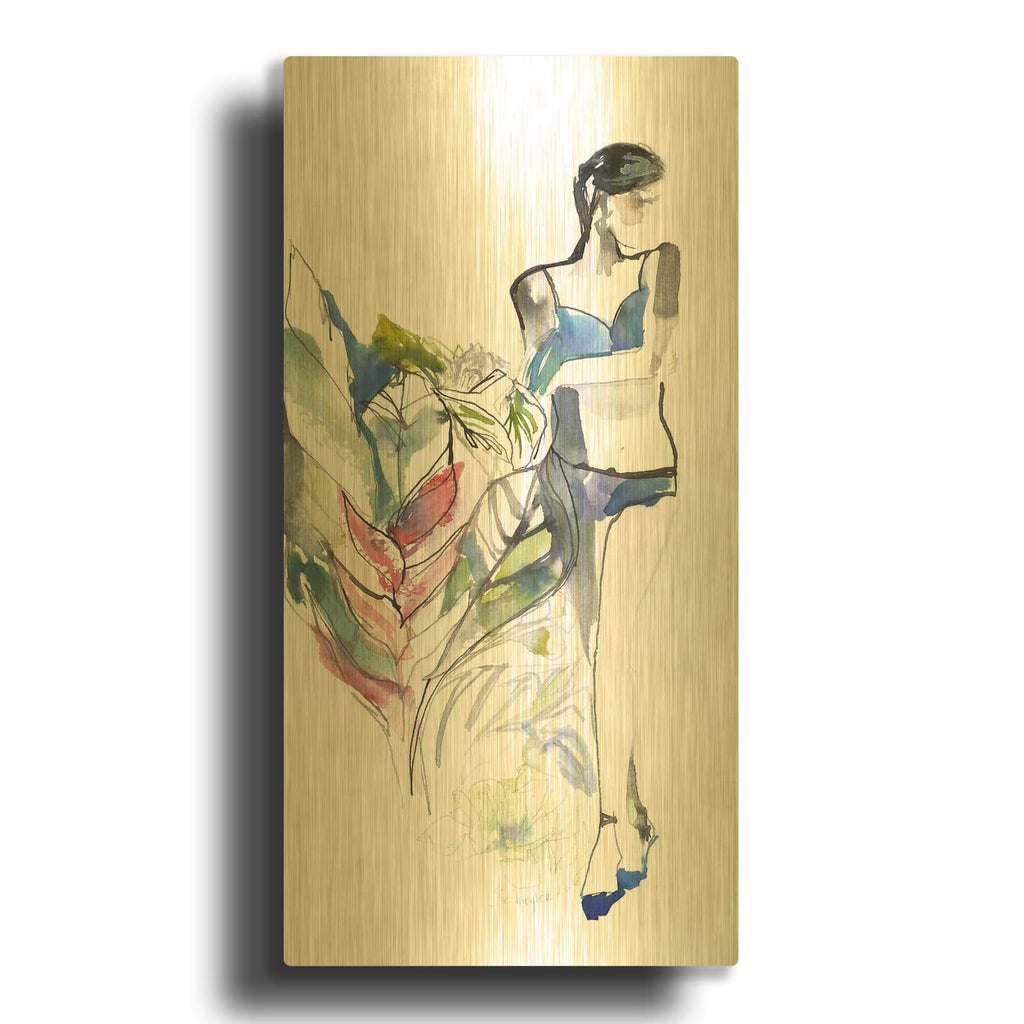 'Lingerie Lady' By Schuyler Rideout Gold Metal Wall Art