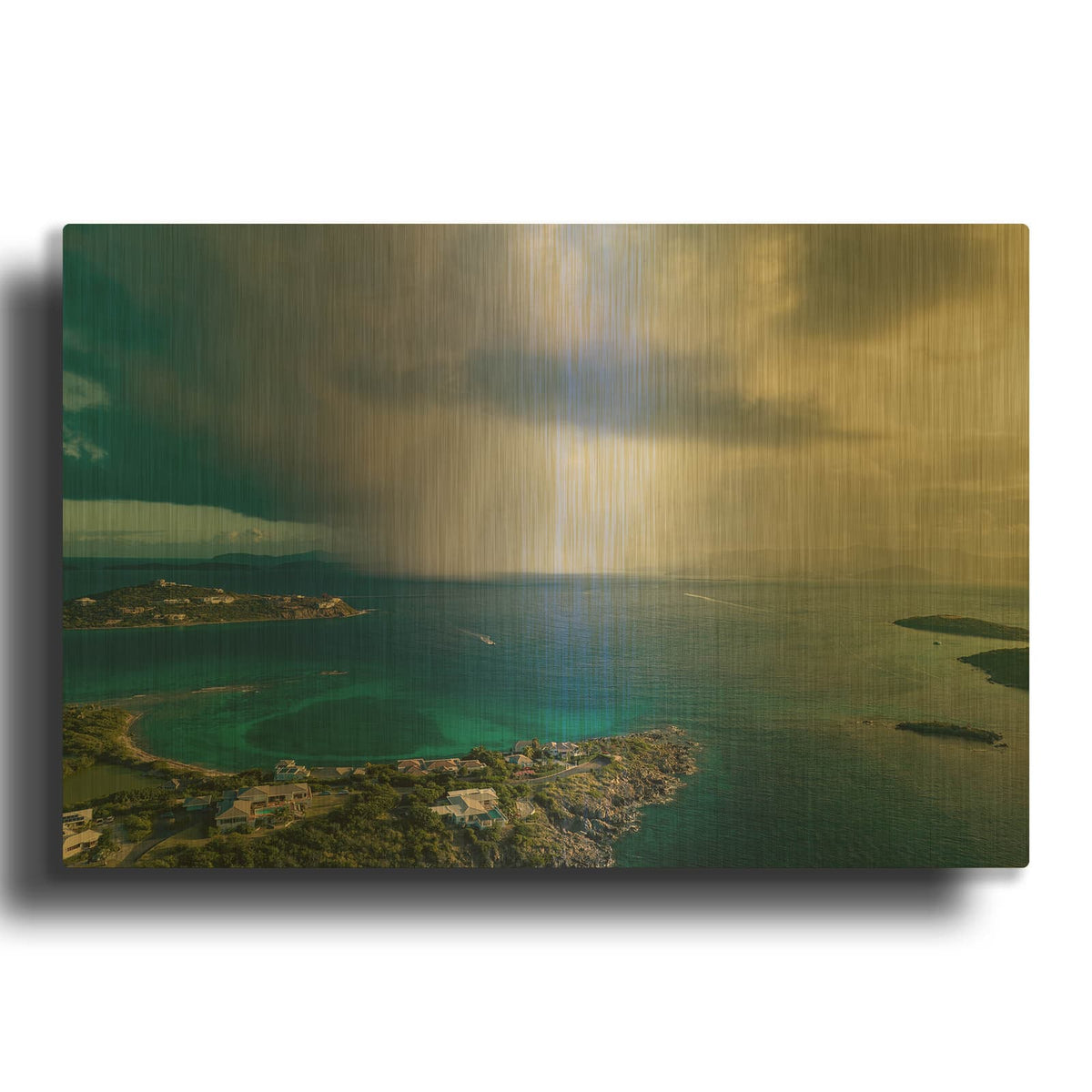'St Thomas USVI Rain' By Luxe Gold Metal Wall Art
