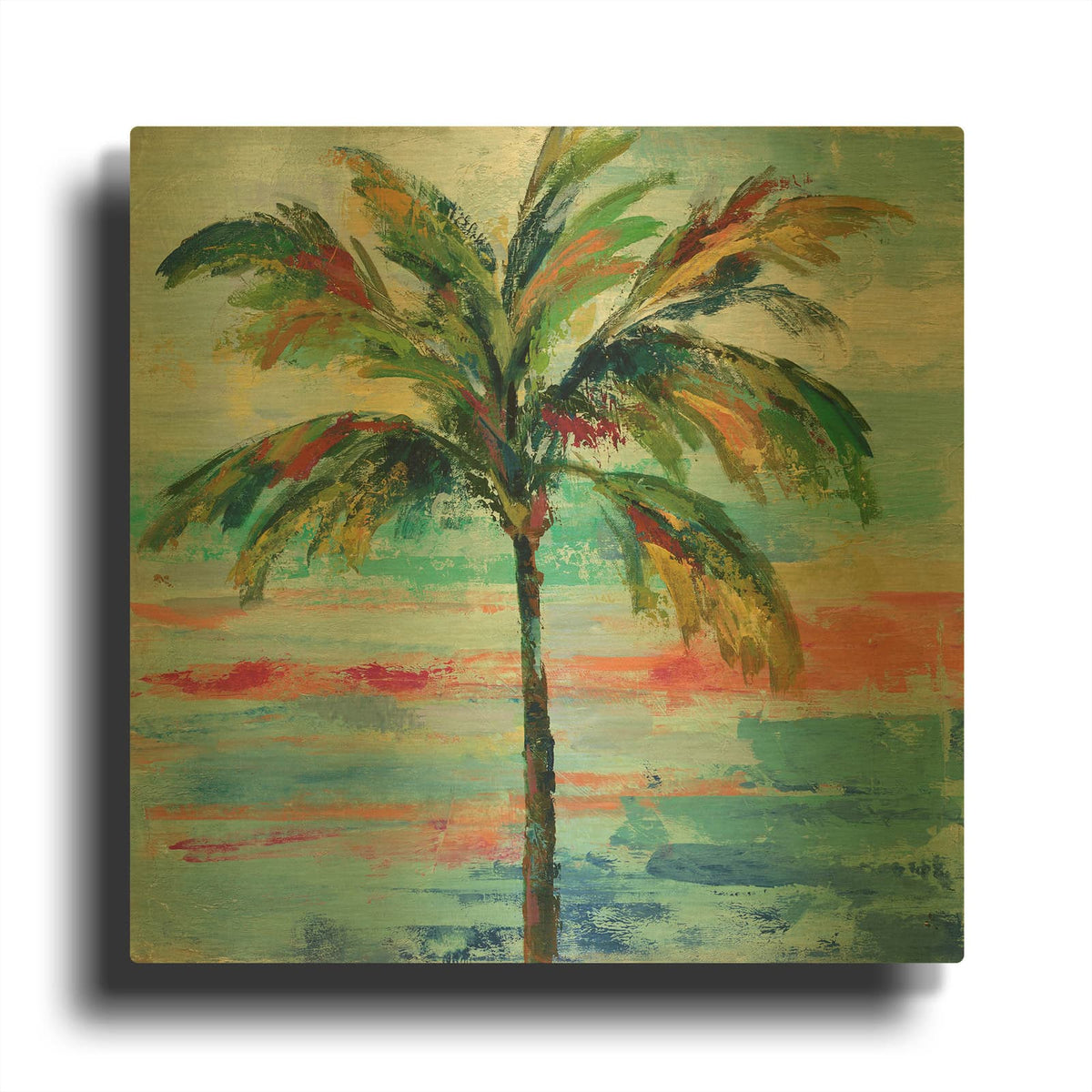 'California Palm II' By Silvia Vassileva Gold Metal Wall Art