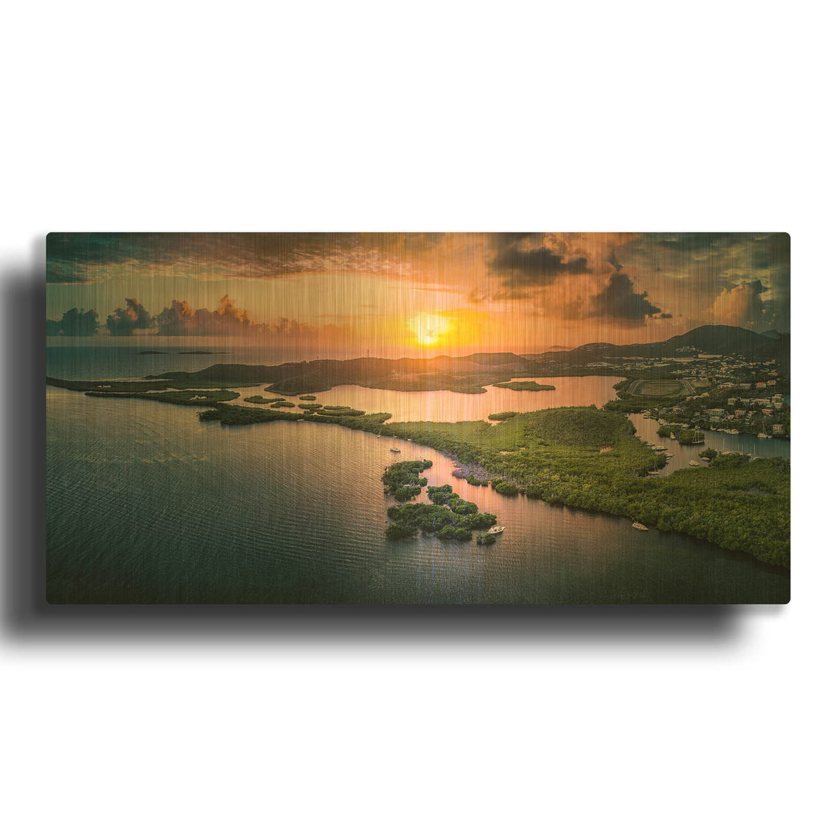 'St Thomas USVI Sunrset' By Luxe Gold Metal Wall Art
