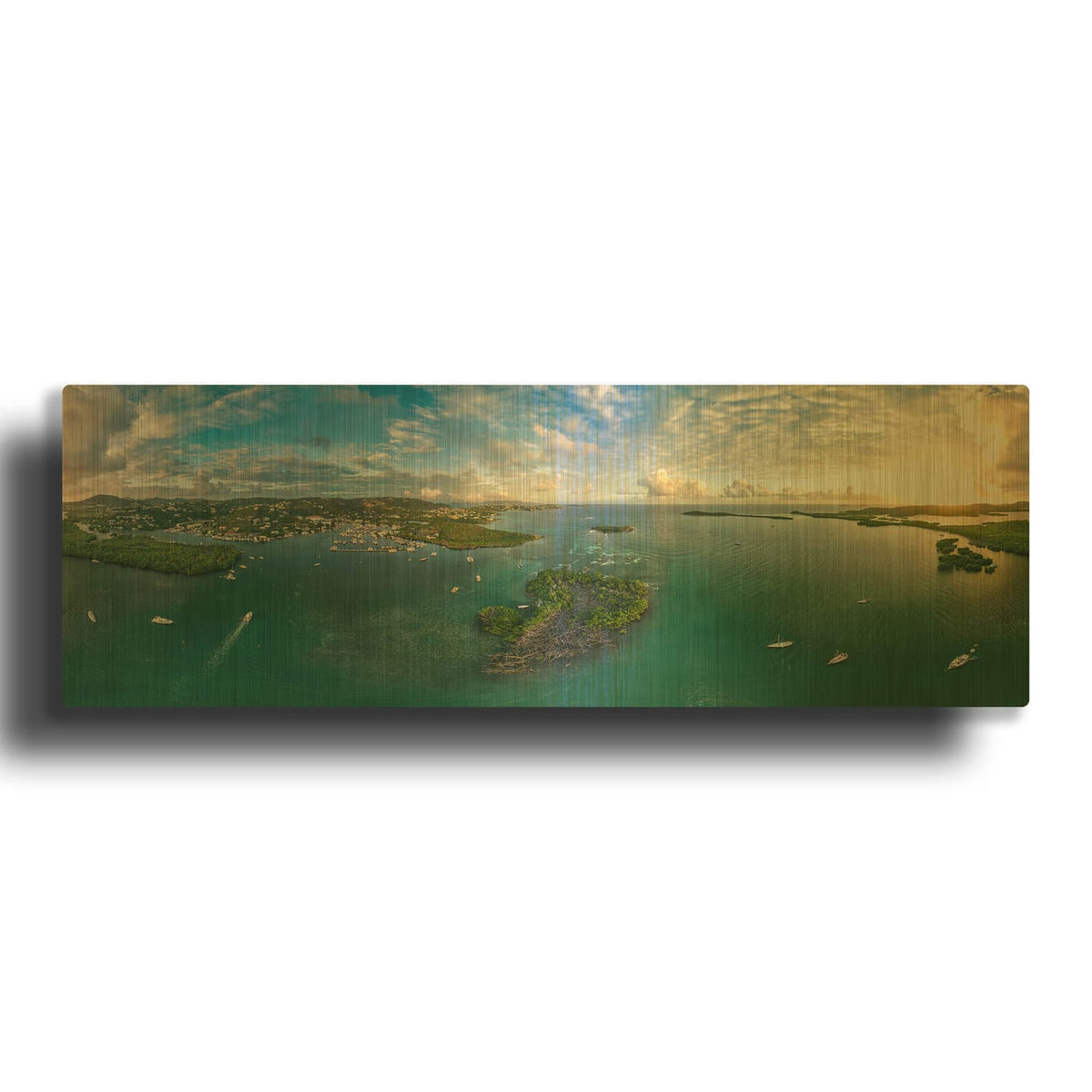 'St Thomas USVI Sunset Panorama' By Luxe Gold Metal Wall Art