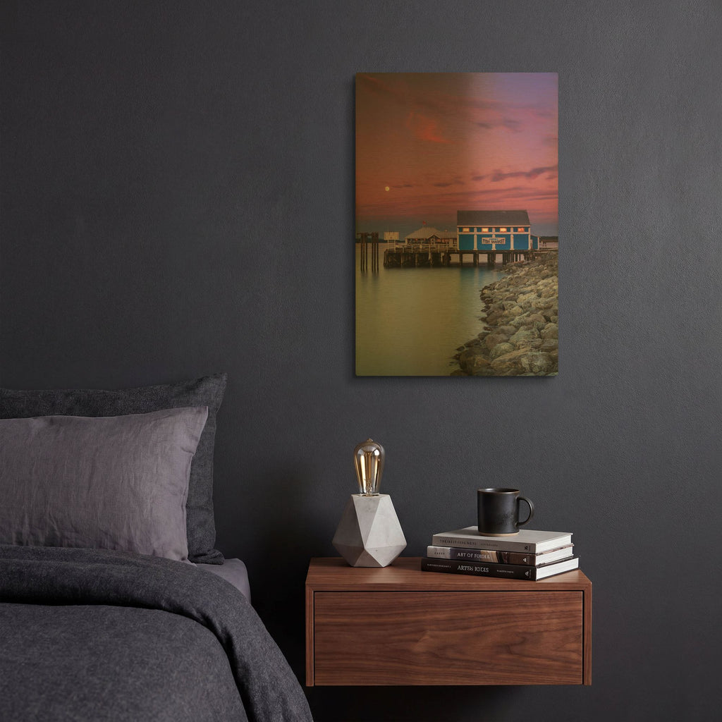 'Moon over Sidney Fish Market' By Shawn/Corinne Severn Gold Metal Wall Art
