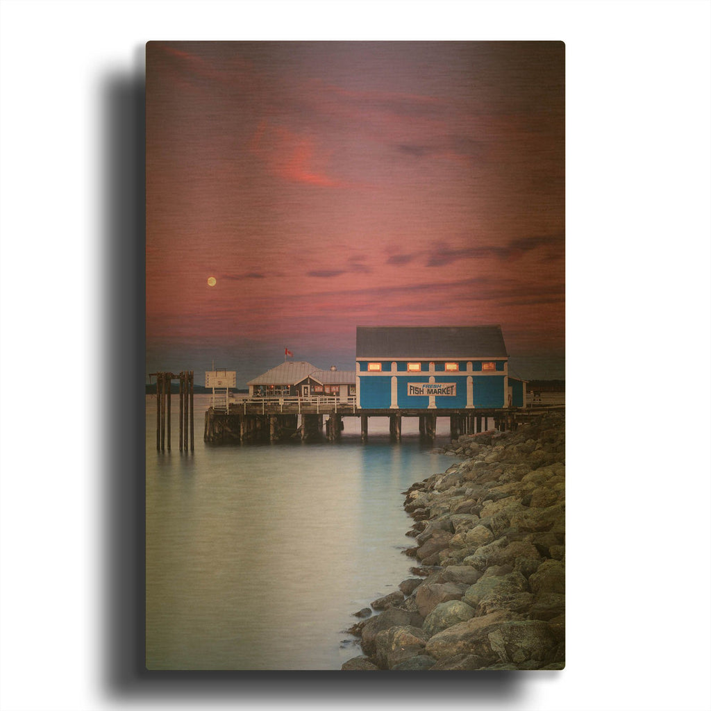 'Moon over Sidney Fish Market' By Shawn/Corinne Severn Gold Metal Wall Art
