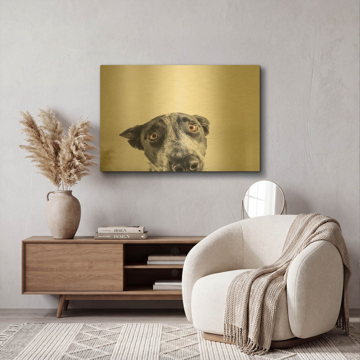 'Blue Zuck' By Susan Sabo Gold Metal Wall Art