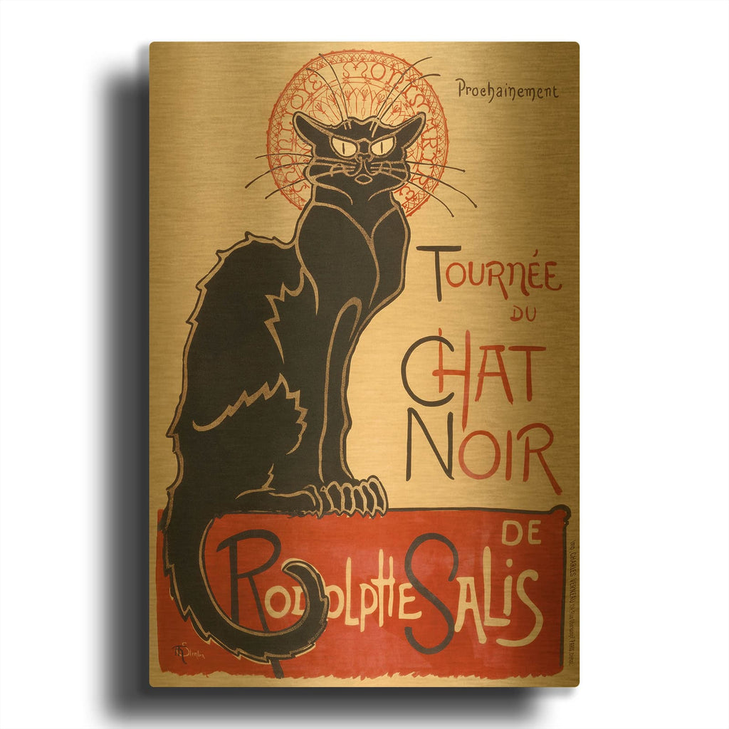 'Chat Noir' By Theophile Alexandre Steinlen Gold Metal Wall Art