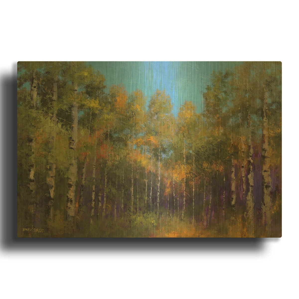 'Aspen Autumn' By Thomas Stotts Gold Metal Wall Art