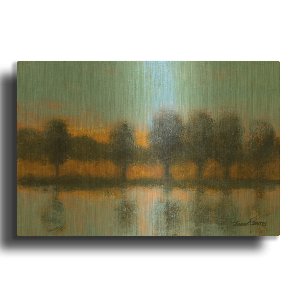 'Line of Reflections' By Thomas Stotts Gold Metal Wall Art