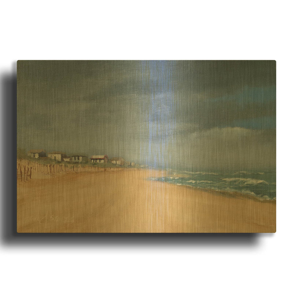 'Beach Houses and Surf' By Thomas Stotts Gold Metal Wall Art