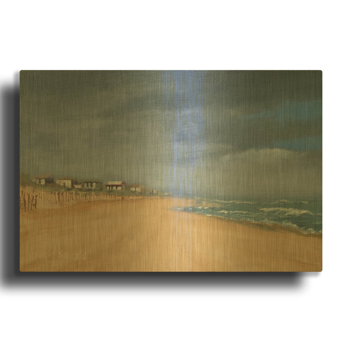 'Beach Houses and Surf' By Thomas Stotts Gold Metal Wall Art