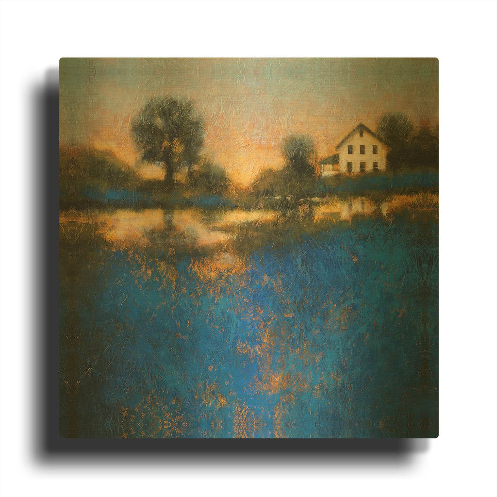 'Blue Fields' By Thomas Stotts Gold Metal Wall Art