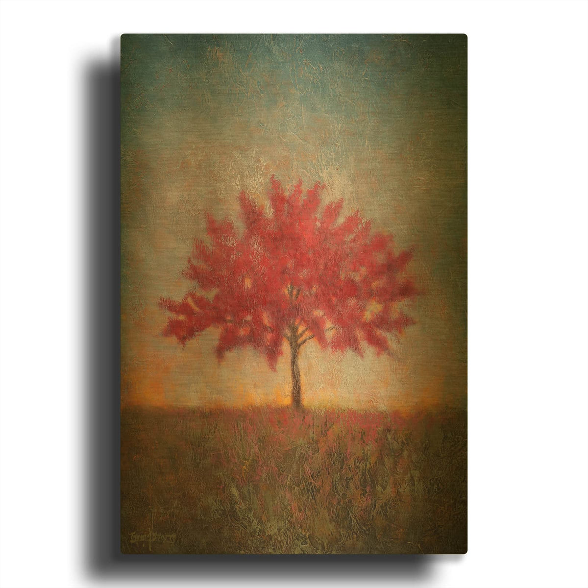 'Red Bud 1' By Thomas Stotts Gold Metal Wall Art