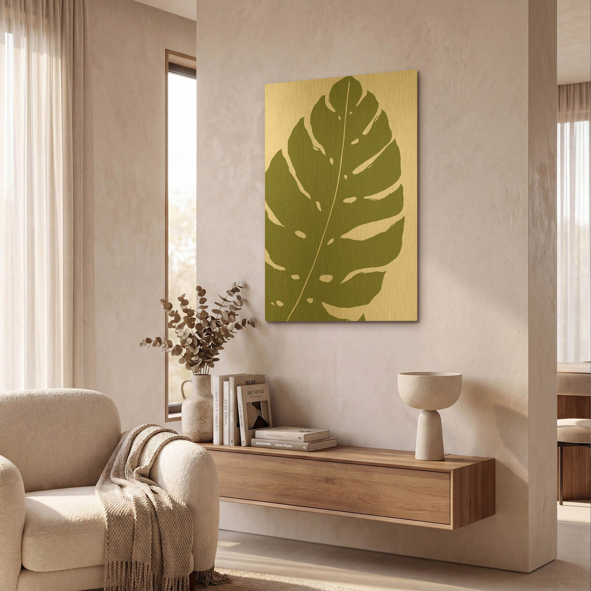 'Monstera' By Trish Sierer Gold Metal Wall Art