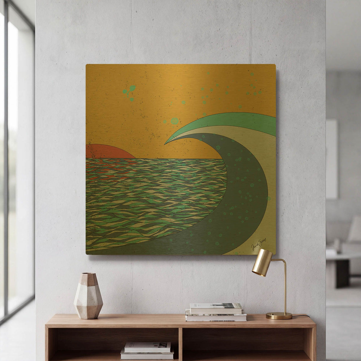 'Big Wave' By Trish Sierer Gold Metal Wall Art