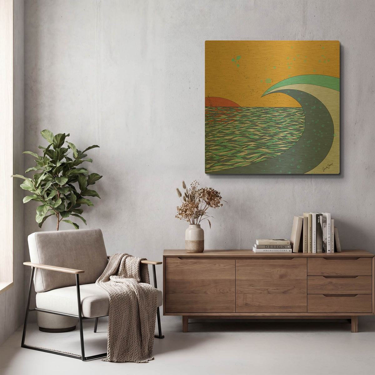 'Big Wave' By Trish Sierer Gold Metal Wall Art